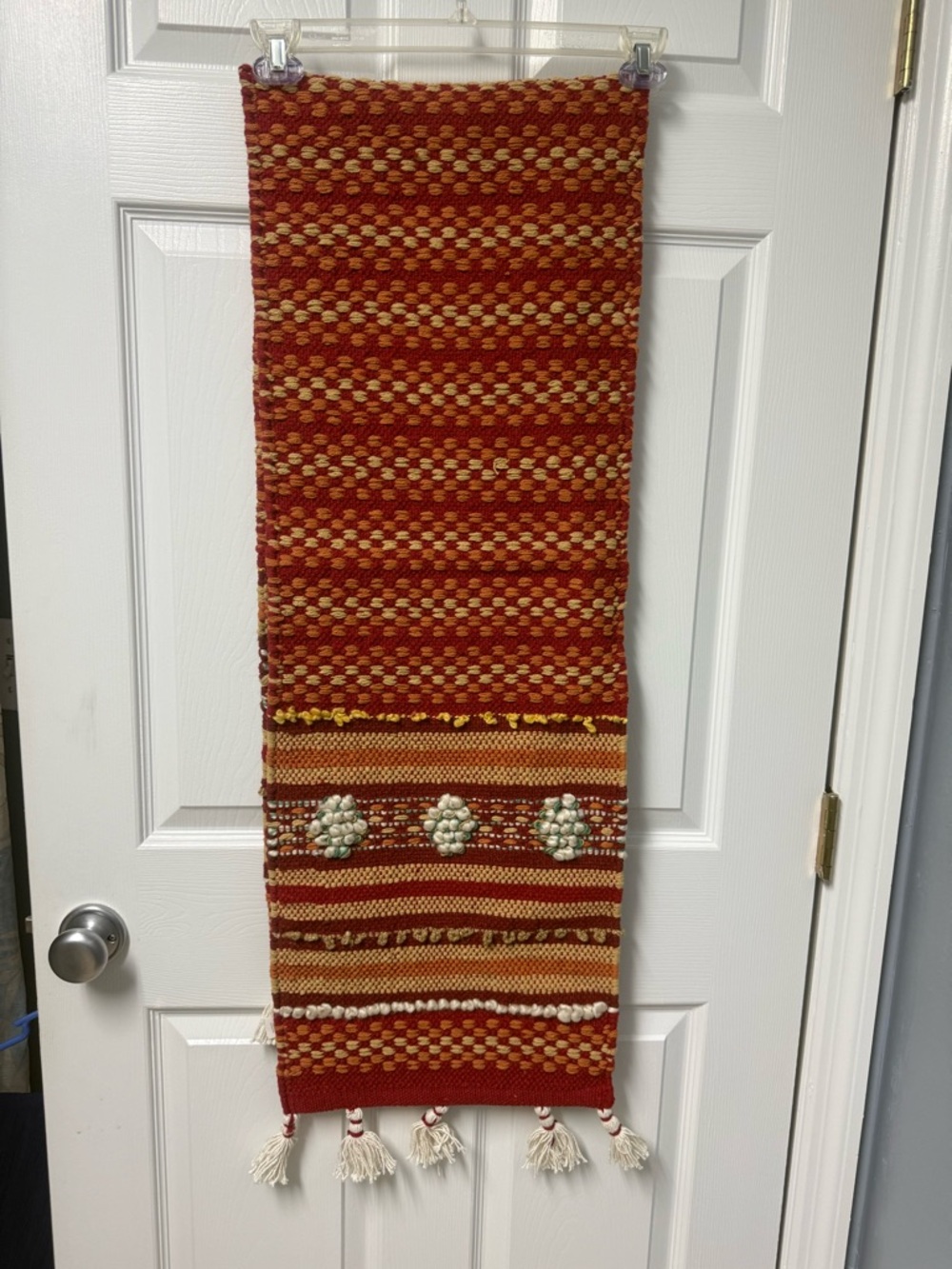 Pier 1 Red, Cream & Orange Handwoven Textile Accent